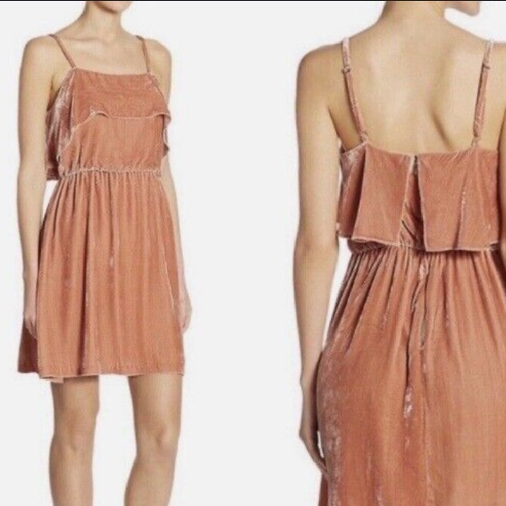 Alice+Olivia Peach Velvet Silk Mini Dress Size 8